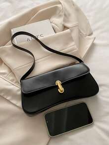 Retro Patchwork Leopard Print Elegant Underarm Shoulder Bag, Leopard Print Ladies' Handbag, Leopard Print - Black - View 3