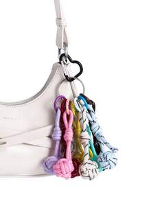 1 pieza Colgante de nudo de cuerda tejida colorida, diseño de nudo hecho a mano de cuerda de nailon, mosquetón ligero y duradero para exteriores, esquema de color dopamina fresco, accesorio versátil para bolso - Multicolor - Ver 2