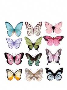 12pcs/1set 3D Realistic Butterfly Wall Stickers, Colorful Butterfly Decals, Children's Room Wall Decor - Multicolor - View 5