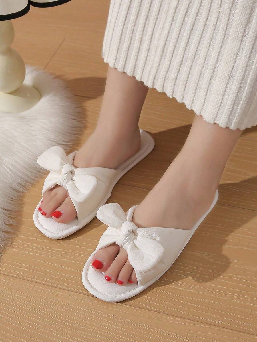 Women's Slide Sandals, Women's Spring Summer Autumn Winter Indoor Slippers, Anti-Slip Wear-Resistant Home Fashion Open-Toe Slippers, Lightweight Quiet Home Slippers - White - View 1