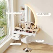 Devoko Vanities & Vanity Benches - White + White Stool - View 4