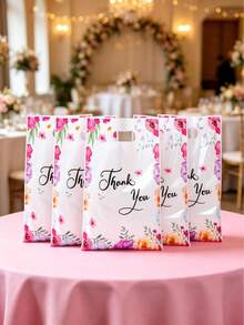 10/25/50pcs Thank You Gift Bags, Tote Bags, Thank You Gift Packaging Bags, Return Gift Bags, Perfect For Thank You Gifts, Holiday Birthday Party Supplies, Wedding Decor, Baby Shower Decor, Bridal Shower Decor, Thanksgiving Party Gifts, Gift Packaging - Rose Red and White - View 8