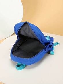 1 pieza Mochila con patrón de dibujos animados, posición de impresión aleatoria - Azul - Ver 6