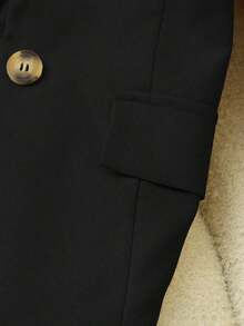 Conjunto de atuendo casual elegante para ir al trabajo, incluye chaqueta tipo blazer de manga corta amarilla y conjunto de pantalones cortos/pantalones de pierna ancha, para mujer en primavera/verano - Negro - Ver 6