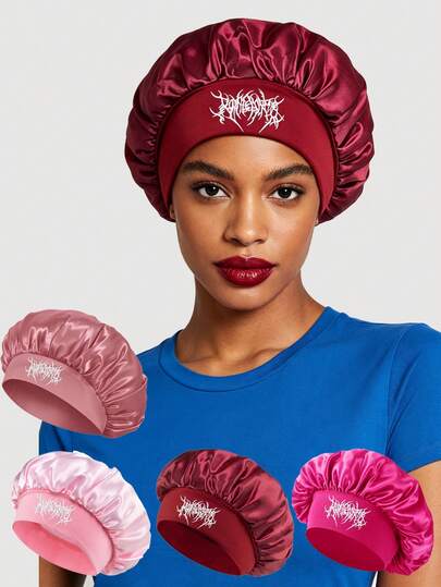 1 PC Women's Bonnet Hat Satin Sleep Bonnet,Soft Comfortable Sleeping Bonnet,Elastic Wide-Brim Silky Sleeping Cap For Hair Protection, Make Up Washing Face Daily Use,Shower Cap For Daily