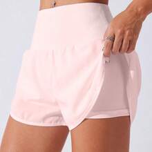 Yunuo Menswear CourtClass Pantalones cortos deportivos informales de mujer de unicolor, de doble capa, cómodos pantalones cortos tipo sudadera - Multicolor - Ver 11