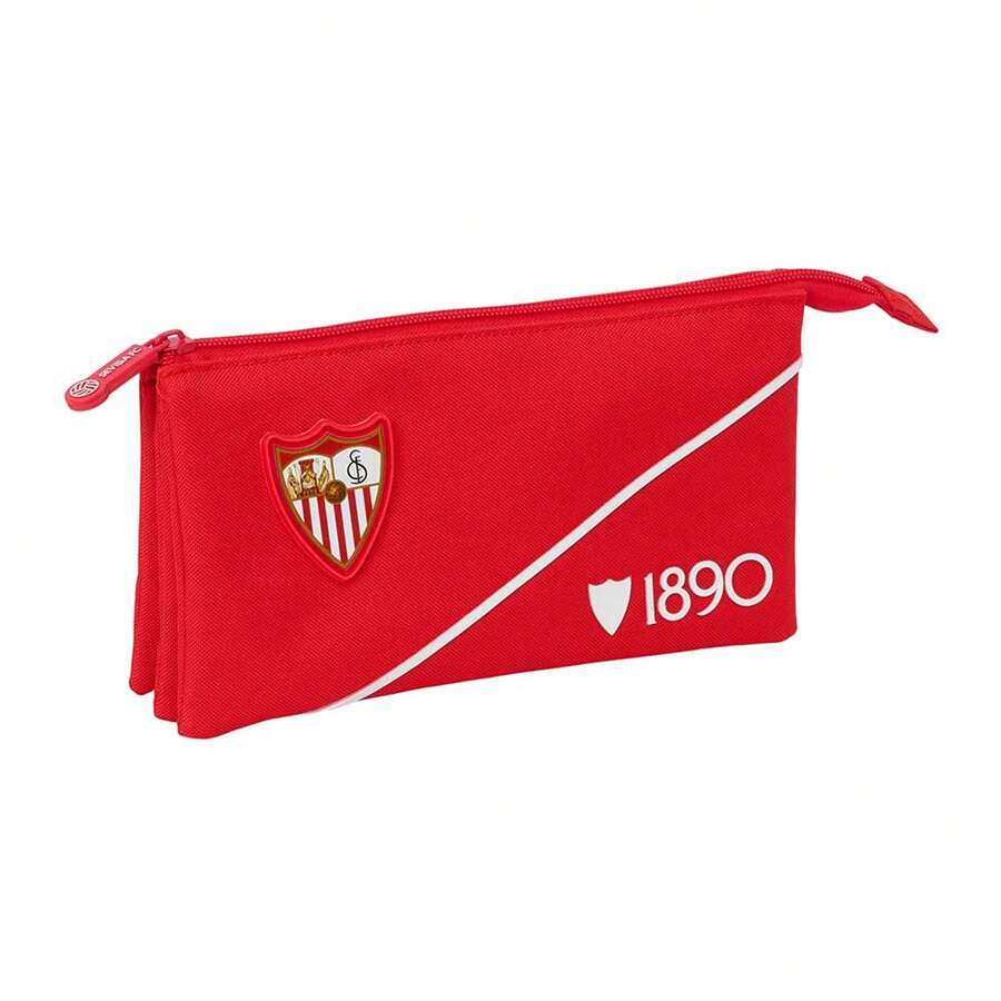 Waterproof Rectangular Pencil Case Sevilla FC, School Pencil Case For Kids And Teens With 1 Compartment And Zipper, Back To School - Triple (3) - View 1