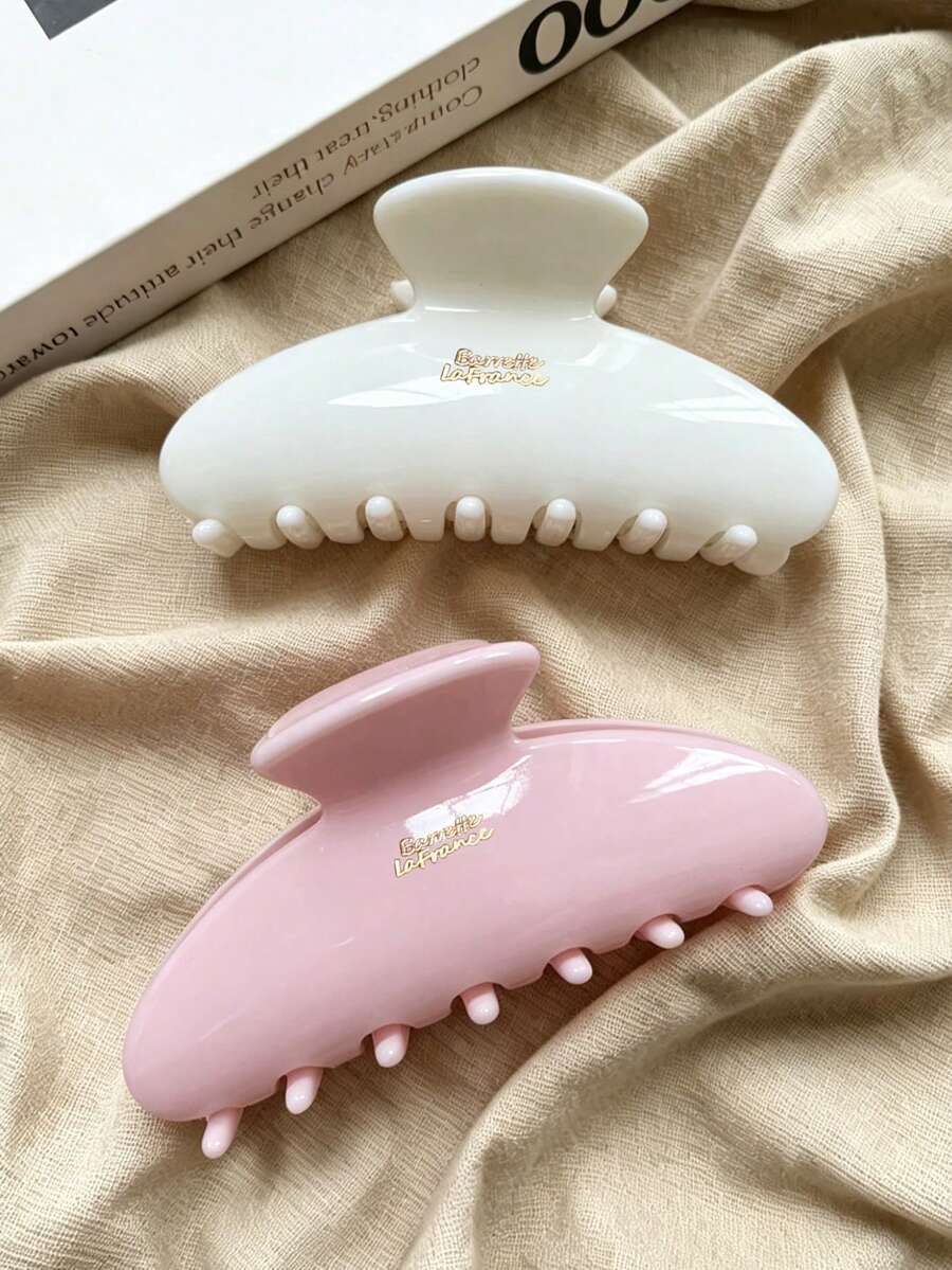2入/1入 8.1cm/3.18in 白色/粉色輕量塑料髮夾,時尚百搭優雅極簡純色髮爪,適合日常穿搭、休閒、派對、通勤、海灘、度假 - 馬尾、盤髮、洗臉、化妝、配件 - 彩色 - 查看 1