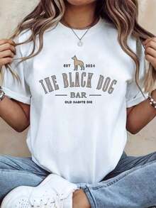 Soft, Breathable, And Lightweight For All-Day Comfort. This  Black T-Shirt From Dog Bar, Founded In 2024, Features A Graphic Print, A Relaxed Fit, And Short Sleeves. Breathable And Suitable For Everyday Wear. 220g. Classic Crew Neck With A Relaxed Fit That Flatters All Body Types And Is Easy To Pair With Jeans, Shorts, And Leggings. - 白色 - 查看 12