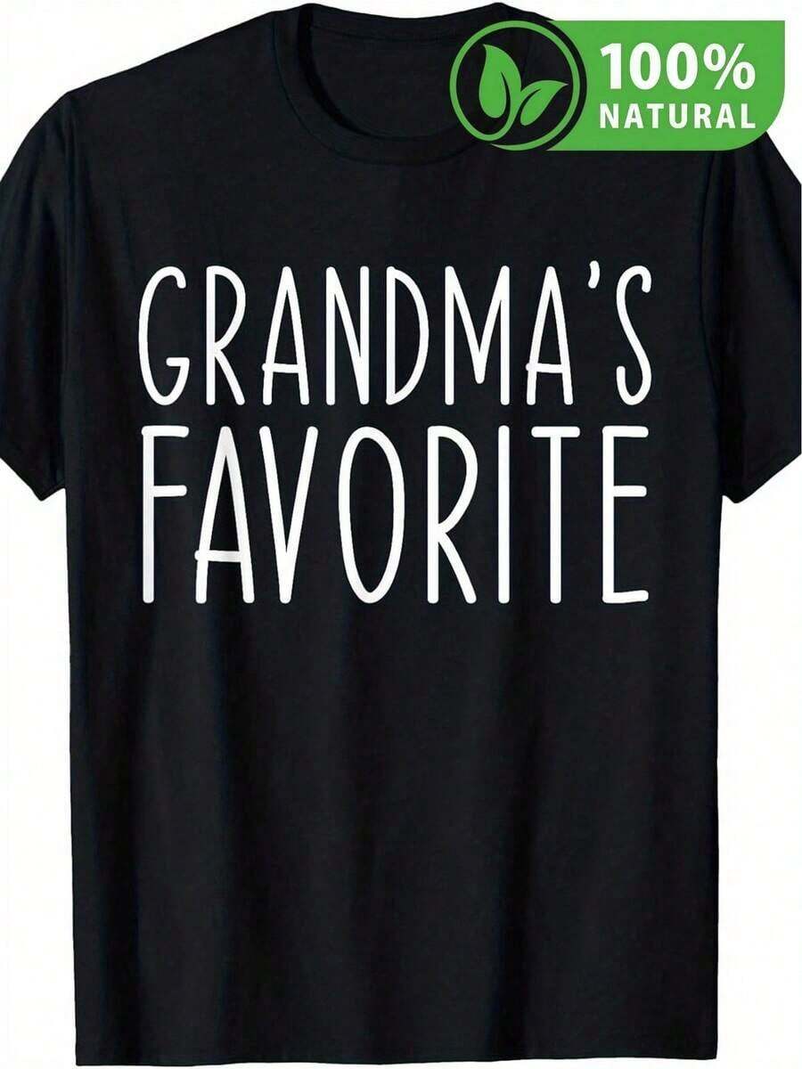 Playera negra moderna favorita de la abuela con diseño original letras grandes ideal para regalos moda urbana algodón cómodo casual camiseta única estilo juvenil disfruta del mejor look streetwear combinación perfecta para cualquier ocasión y lucir increíble en reuniones familiares o salidas con amigos - Negro - Ver 1