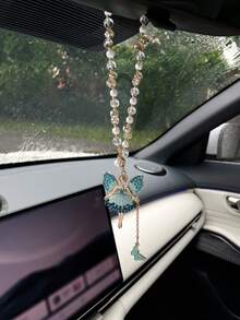 Creative Angel Girl Car Pendant, Rhinestone Decor Car Rearview Mirror Hanging Ornament, Butterfly Pendant Car Accessories, Gift For Her - Angel Girl - View 4