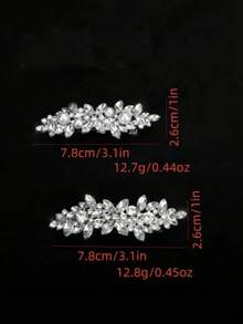 6pcs Rhinestone Flower Spring Clip Hair Clips, Elegant Princess Style Headpiece For Bridesmaids, Wedding, Party, Suitable For Bun Updo,Hair Claws,Clips For Hair - Silver - View 2