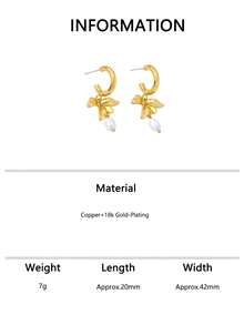 1 Đôi bông tai ngọc trai hình bướm thiết kế độc đáo, sang trọng, thanh lịch, đa năng, quà tặng cho bạn gái, phong cách tối giản cho hàng ngày và kỳ nghỉ. - Vàng - Xem 6