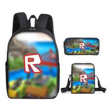 3PCS Gamer Style Backpack Set Pixel Art Travel Bag Combo With Lunch Bag Accessory Pouch - Q Style - View 5