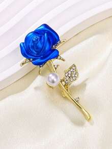 1pc Exquisite Rose & Faux Pearl Brooch, Unique High-End Fashion Jewelry Gift, Suitable For Daily, Party, Holiday, Vacation Decoration - Multicolor - View 7