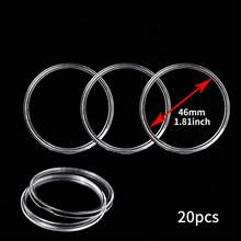 20pcs Commemorative Coin Adjustable Holder With Black Gasket & Transparent Round Box, Coin Protector & Collection Box - Transparent - View 8