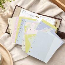 A6/A7 Retro Speckled Blank Refill Pages, 40 Sheets 10-Color Mixed Textured Background Inserts, 6-Ring Loose-Leaf Planner Refills For Journal & Scrapbooking School Supplies - Rectangle - View 8