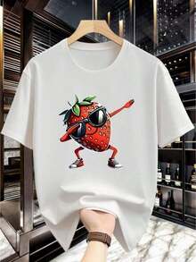 Camiseta para hombre con estampado de mono de dibujos animados vibrante y colorido y gráfico de LC.Wakiki, elegante y casual de manga corta para caballeros con estilo. - Negro - Ver 1