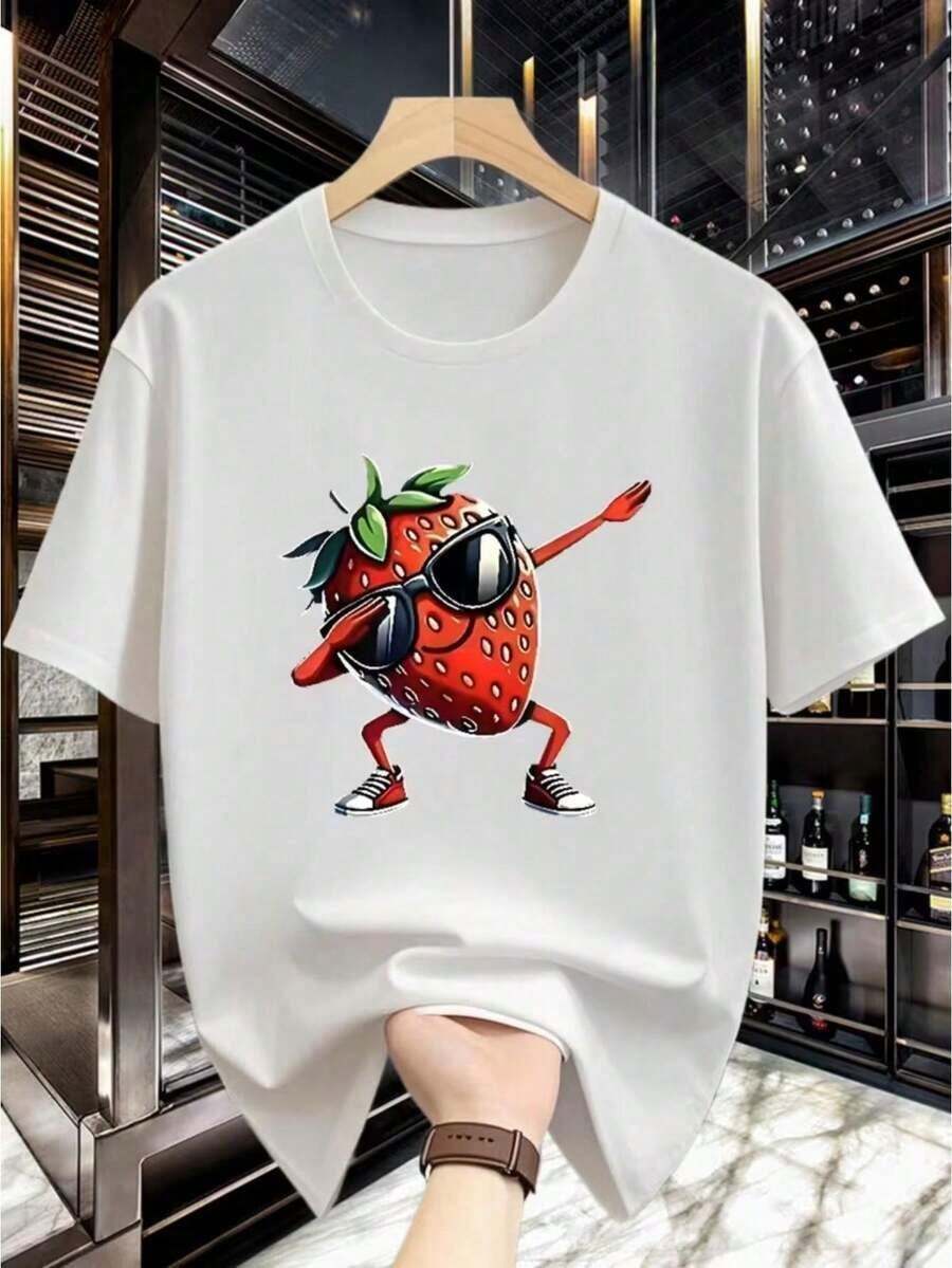 Camiseta para hombre con estampado de mono de dibujos animados vibrante y colorido y gráfico de LC.Wakiki, elegante y casual de manga corta para caballeros con estilo. - Negro - Ver 1