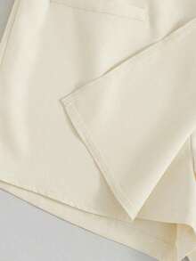 Shorts decorativos de unicolor elegante francés, amarillo claro, adecuados para el trabajo, el transporte, las fiestas, la ropa casual, las ocasiones de verano, shorts de verano para mujer - Albaricoque - Ver 5