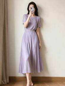 Women Long Dresses - Light Purple - View 6