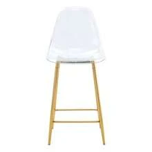 Set Of 4 Transparent Bar Stools With Acrylic Seats And Metal Frames In Silver/Gold/Black. Modern Design Chairs For Kitchen, Bar, Or Dining Room (Chairs Only, Table Not Included). - 金色 - 查看 4