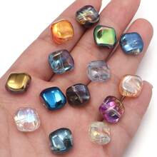 20pcs/Pack Asymmetrical Square Electroplated Glass Beads, Colorful Semi-Transparent Iridescent Glass Crystal Square Beads 12X11mm For DIY Earrings, Bracelets, Phone Charms, Jewelry Accessories - Glass Square Beads - View 3
