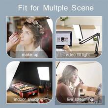 Luz de fotografía LED, luz de relleno para selfies, iluminación para reuniones, luz de estudio fotográfico con soporte de brazo de tijera, adecuada para transmisión en vivo de Zoom - Unitalla - Ver 7