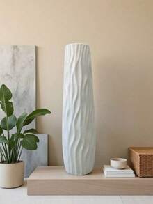 1pc 58cm Floor-Standing Plastic Vase (White/Black/Gray), Minimalist Hydroponics Vase Suitable For Home Decor, European Style Dried Flower Vase, Living Room Decor Flower Vase, Glass Vase - 1PC - View 6
