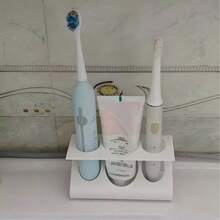1 pieza Soporte para cepillo de dientes y pasta de dientes de 3 ranuras - Estante de almacenamiento para baño - Organizador de tocador - Soporte para maquinilla de afeitar - Decoración de baño para el hogar - Decoración de regreso a clases - Adecuado para el hogar y el baño - Almacenamiento ideal para el hogar - Soporte para cepillo de dientes - Decoración de baño - Accesorios de baño - Artículos esenciales de viaje - Artículos esenciales para dormitorio 1/2 piezas - Multicolor - Ver 3