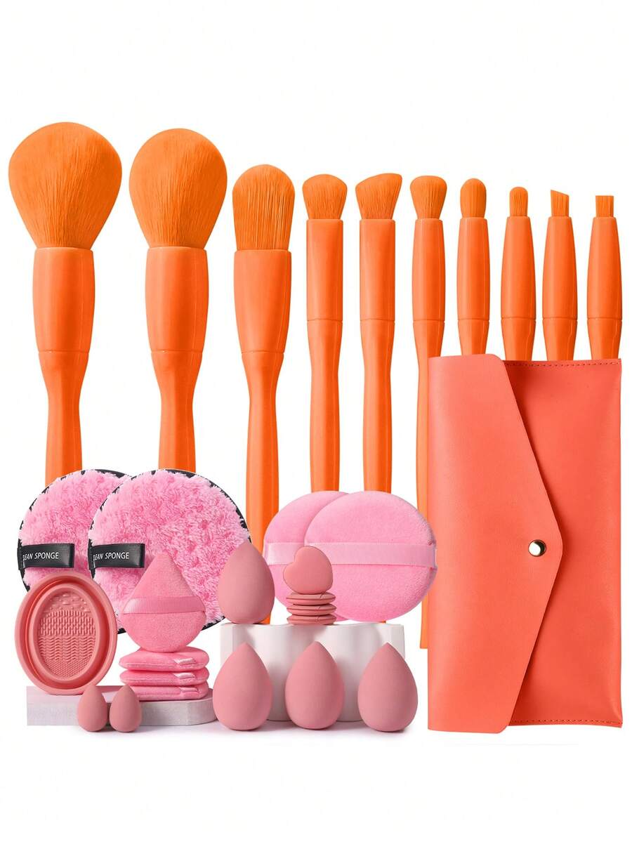 Bộ dụng cụ trang điểm 30 món bao gồm: 10 cọ trang điểm màu bạc + 1 túi đựng + 4 bông mút trang điểm + 2 bông mút trang điểm mini + 4 bông phấn tam giác + 4 bông phấn dạng cushion mini + 2 bông phấn tròn + 2 bông rửa mặt + 1 dụng cụ vệ sinh cọ trang điểm. - Nhiều màu - Xem 1