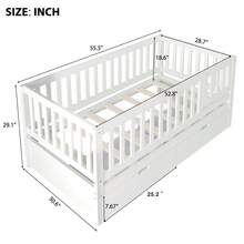 MERAX Convertible Toddler Bed With Storage Drawers, 3-In-1 Solid Wood Kids Daybed With Removable Guardrails, Compatible With Standard US Toddler Mattresses, White - White - View 5