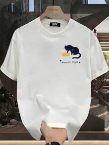 Camiseta de manga corta para hombre,% algodón, de marca de moda, estilo casual de verano, talla, corte holgado, prenda versátil adecuada para todas las estaciones. Se puede usar como capa base en primavera y otoño o sola en verano. Estilo unisex, perfecta para amigos. Camiseta de marca de moda,% algodón y de peso pesado. - Negro - Ver 7
