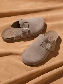 CAMEL CROWN Zapatos casuales para mujer, zapatillas deportivas de suela gruesa para todo el año, estilo Birkenstocks, versátiles y mullidas, pantuflas de suela gruesa y fácil de poner - Gris - Ver 2