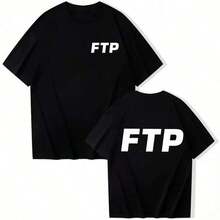 Camisetas Estampadas FTP 2026 para Hombre y Mujer, Estilo Harajuku Rap Musical, Cuello Redondo, Manga Corta, Casual - Negro - Ver 1