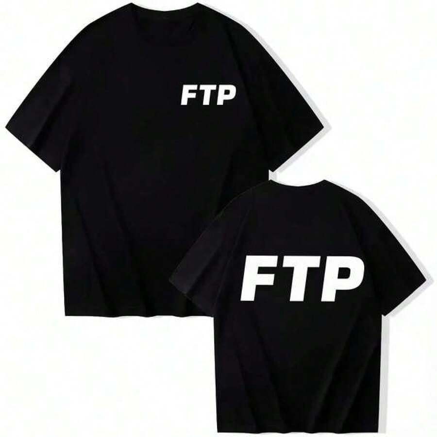 Camisetas Estampadas FTP 2026 para Hombre y Mujer, Estilo Harajuku Rap Musical, Cuello Redondo, Manga Corta, Casual - Negro - Ver 1
