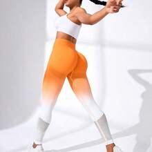 Fengyu Women's Clothing Store Core Rhythm Leggings deportivos de malla graduada, verano para gimnasia y yoga - Naranja - Ver 6