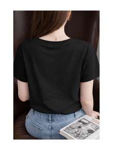 Camiseta Oversize de Manga Corta con Estampado Floral EDICIÓN BLANCO Y NEGRO |   100% Algodón - Negro - Ver 5