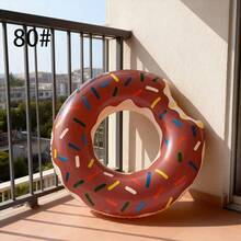 Flotador inflable con forma de rosquilla de chocolate, flotadores lindos de verano para piscina y playa - Café integral - Ver 9