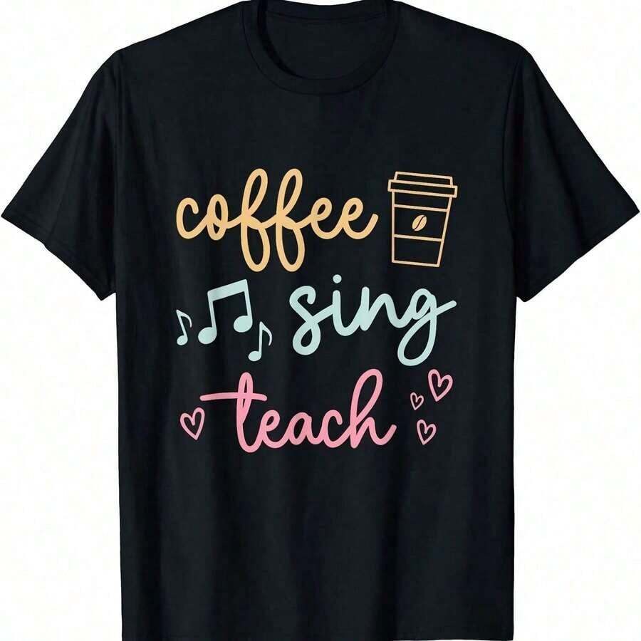 Camiseta Unisex para Amantes del Café, Amantes de la Música, Cantantes Lindos, Regalo para Maestros de Canto - Blanco - Ver 1