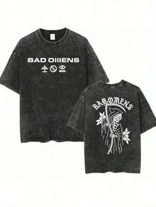 Ropa Y2K para Mujer 2026 - Camiseta Lavada de la Gira Musical del Grupo 2024 - Camiseta con Estampado de Música Pop Y2K Vintage de los 90, Ropa Urbana Holgada Casual Unisex, Negra con Calavera Blanca y Diseño Floral, Cómoda para Todas las Temporadas, Ropa para Fanáticos de la Música|   Camisa de Estilo Moderno|Calidad de impresión duradera, holgada y cómoda, informal y sencilla, camiseta de marca de moda retro de algodón estampado con cera de alta calidad, camiseta para hombre, imprescindible para la playa, camiseta de verano para hombre, regalo de vacaciones, regalo perfecto, regalo de San Valentín. Tops holgados y cómodos de verano para mujer, tops vintage. - Negro - Ver 1