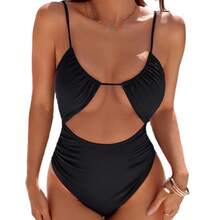 New One-Piece Hot Spring Sexy Swimsuit, Quick-Dry, Color-Blocking Swimwear For Women - Red - View 4