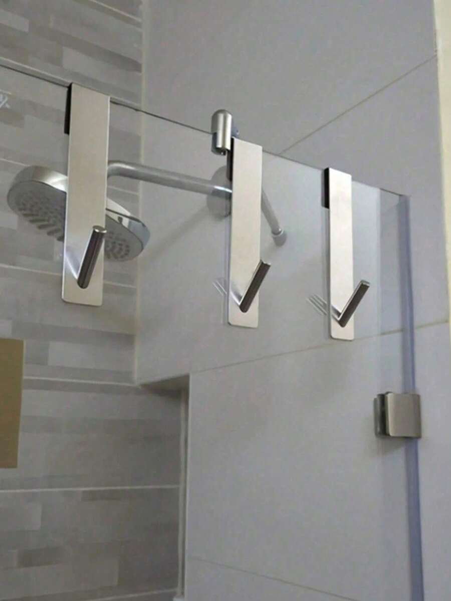 Stainless Steel S-Shaped Towel Rack, Suitable For Glass Door, Bathrobe Hook, Wall Mounted Clothes Rack, Hanger, Hook, Room Decor, Over The Door Hook, Wall Mounted Hook, Wardrobe Storage, Key Hook, Key Rack, Coat Rack, Adhesive Hook, Bathroom Storage, Wall Mounted Hook