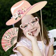 25 piezas Accesorios para photocall con temática de la hora del té, accesorios para photocall con temática de ceremonia de té floral, suministros para fiesta de cumpleaños, decoración de fondo fotográfico - Ver 6