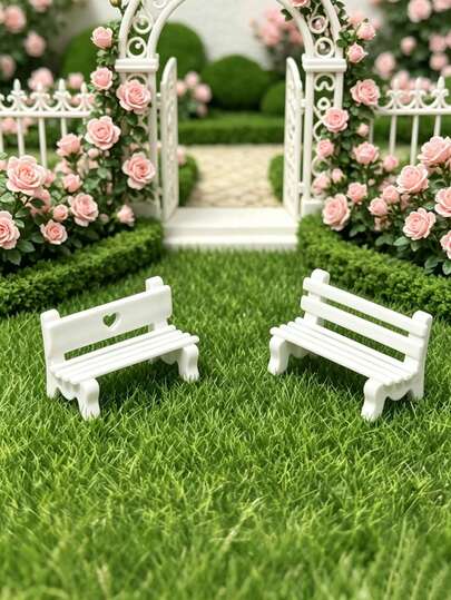 20pcs Mini Resin Benches, Miniature House Accessories Figurines, DIY Decor Gifts, Handmade Appearance, Delicate Design, Suitable For Fairy Garden Decor, Moss And Succulent Decor, DIY Miniature Landscape, Dollhouse Decor, Outdoor Garden Decor, Fish Tank Decor, Indoor Decor, Desktop Decor, Yard Decor, Photography Props, Gardening Decor