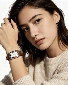 Coach REESE Geometric Square Watches For Women Water-Resistant Watches Quartz Movement With Adjustable Strap And Gift-Ready Packaging - Brown - View 2