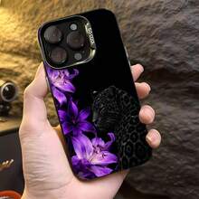 pantera negra y lirios moradosfunda de teléfono Fundas compatibles con ,Apple,VIVO,OPPO,,, y Honor.Fabricadas en silicona TPU,ofrecen protección contra golpes y caídas. - Negro - Ver 4