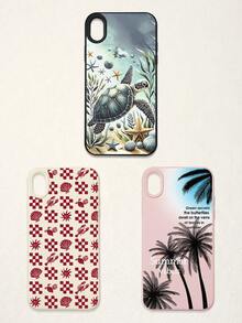 3pcs Summer Beach-Themed Phone Case Set: Ocean Turtle & Starfish, Palm Tree Graphic, Red Plaid Seashell & Lobster Print, Shockproof Full Coverage Phone Covers Compatible With IPhone 11/17/17 Pro/17 Pro Max, Galaxy S25 Ultra. Suitable For Mother's Day, Valentine's Day, Birthday, Easter, Spring/Summer Seasons, Back To School Gifts, Daily Use. - Multicolor - View 35