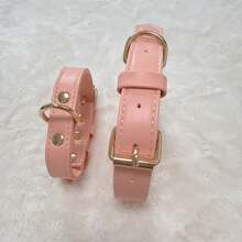 Collier pour animaux de compagnie double couche doux et réglable, en matériau confortable convenant pour un port à long terme, imperméable et résistant à la saleté, à la mode et personnalisable, longueur réglable adaptée aux animaux de compagnie de grande, moyenne et petite taille, boucle métallique robuste facile à porter et convenant pour la promenade en extérieur - Rose pâle - Voir 2