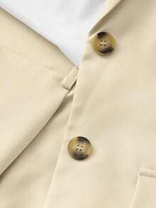 Conjunto de atuendo casual elegante para ir al trabajo, incluye chaqueta tipo blazer de manga corta amarilla y conjunto de pantalones cortos/pantalones de pierna ancha, para mujer en primavera/verano - Amarillo claro - Ver 11